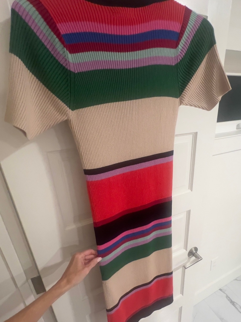 MOTHER Multicolor Striped Rib-Knit Polo Midi Dress - Picture 7 of 8